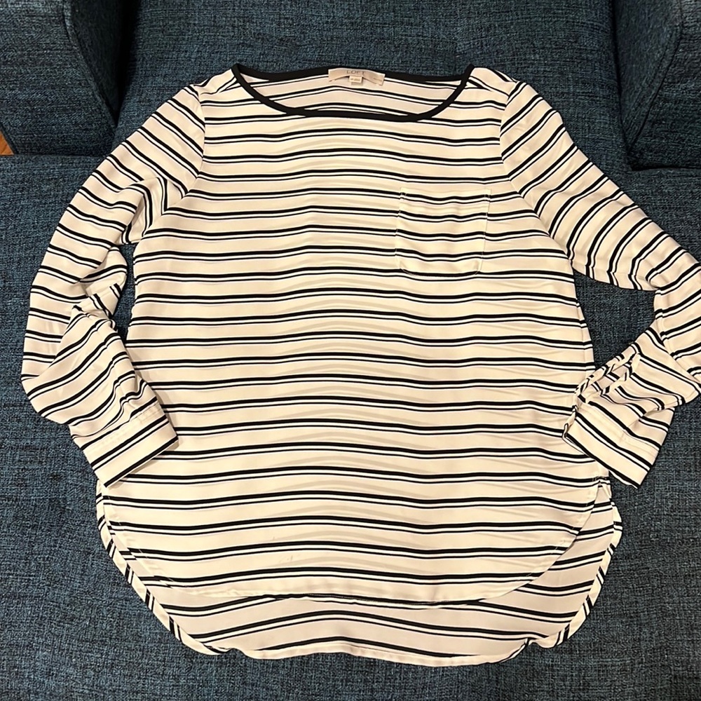 Black and white striped blouse